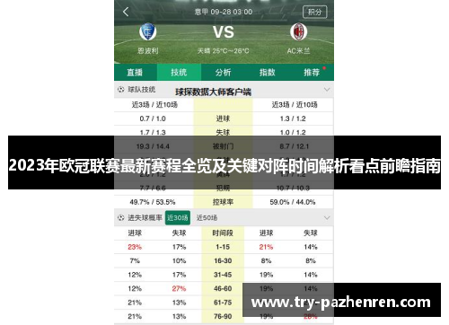 2023年欧冠联赛最新赛程全览及关键对阵时间解析看点前瞻指南 2023年欧冠联赛最新赛程全览及关键对阵时间解析看点前瞻指南